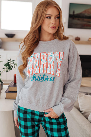 Merry Christmas Sweatshirt in Grey - Crazy Daisy Boutique