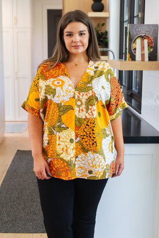 Picking Blooms Blouse in Amber Mix - Crazy Daisy Boutique