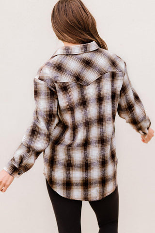 Plaid Button-Up Curved Hem Shirt with Breast Pockets - Crazy Daisy Boutique