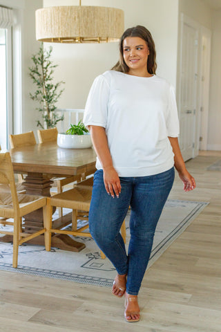 Pristine Puff Sleeve Top in White - Crazy Daisy Boutique