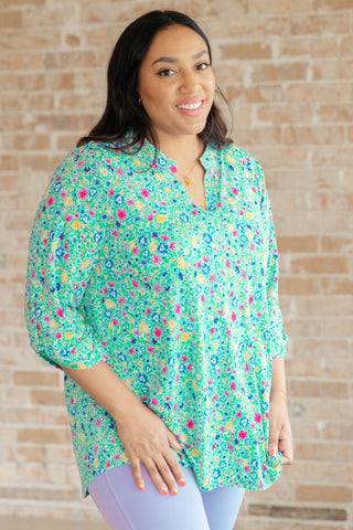 Lizzy Top in Emerald Floral - Crazy Daisy Boutique