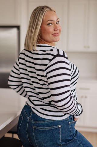 Self Improvement V-Neck Striped Sweater - Crazy Daisy Boutique