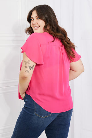 Sew In Love Just For You Full Size Short Ruffled sleeve length Top in Hot Pink - Crazy Daisy Boutique
