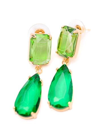 Sparkly Spirit Drop Crystal Earrings in Green - Crazy Daisy Boutique