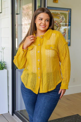 Sweeter Than Nectar Lace Button Down in Honey - Crazy Daisy Boutique