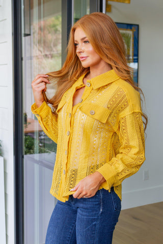 Sweeter Than Nectar Lace Button Down in Honey - Crazy Daisy Boutique