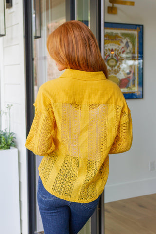 Sweeter Than Nectar Lace Button Down in Honey - Crazy Daisy Boutique