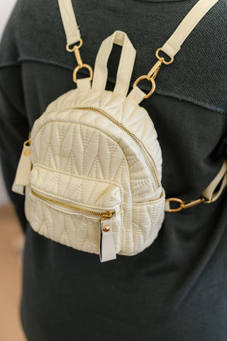 Take It With You Quilted Mini Backpack in Cream - Crazy Daisy Boutique