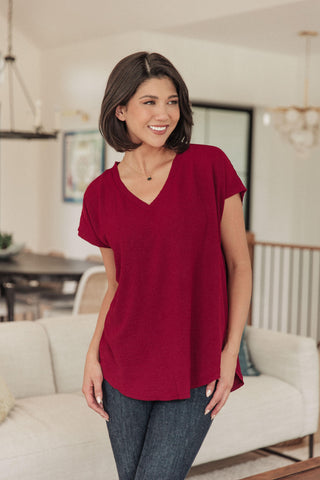 Very Much Needed V-Neck Top in Wine - Crazy Daisy Boutique