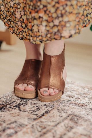 Walk This Way Wedge Sandals in Antique Bronze - Crazy Daisy Boutique