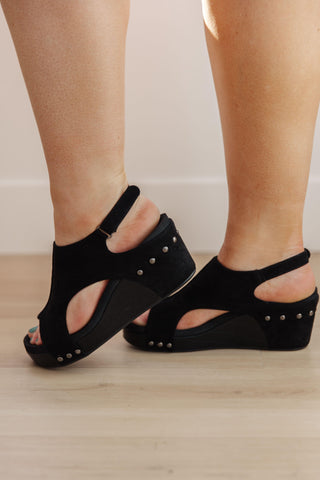 Walk This Way Wedge Sandals in Black Suede - Crazy Daisy Boutique