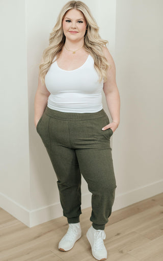 Where Are You High Rise Joggers in Olive - Crazy Daisy Boutique