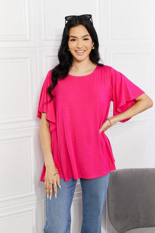 Yelete Full Size More Than Words Flutter Sleeve Top - Crazy Daisy Boutique