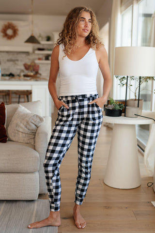 Your New Favorite Joggers in Black and White Check - Crazy Daisy Boutique